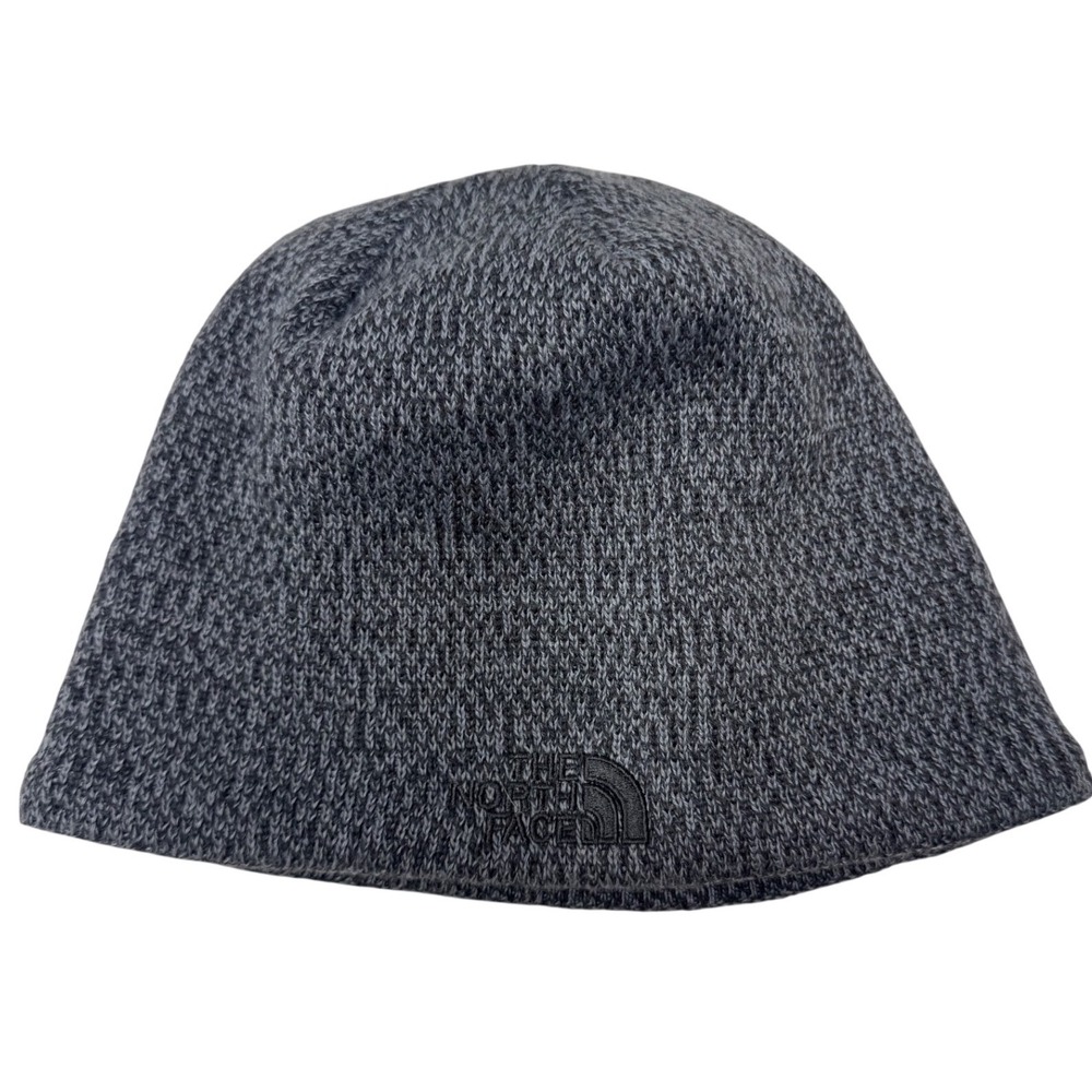 The North Face Gray Marled Knit Fleece Lined Wool Blend Beanie Hat Unisex OS